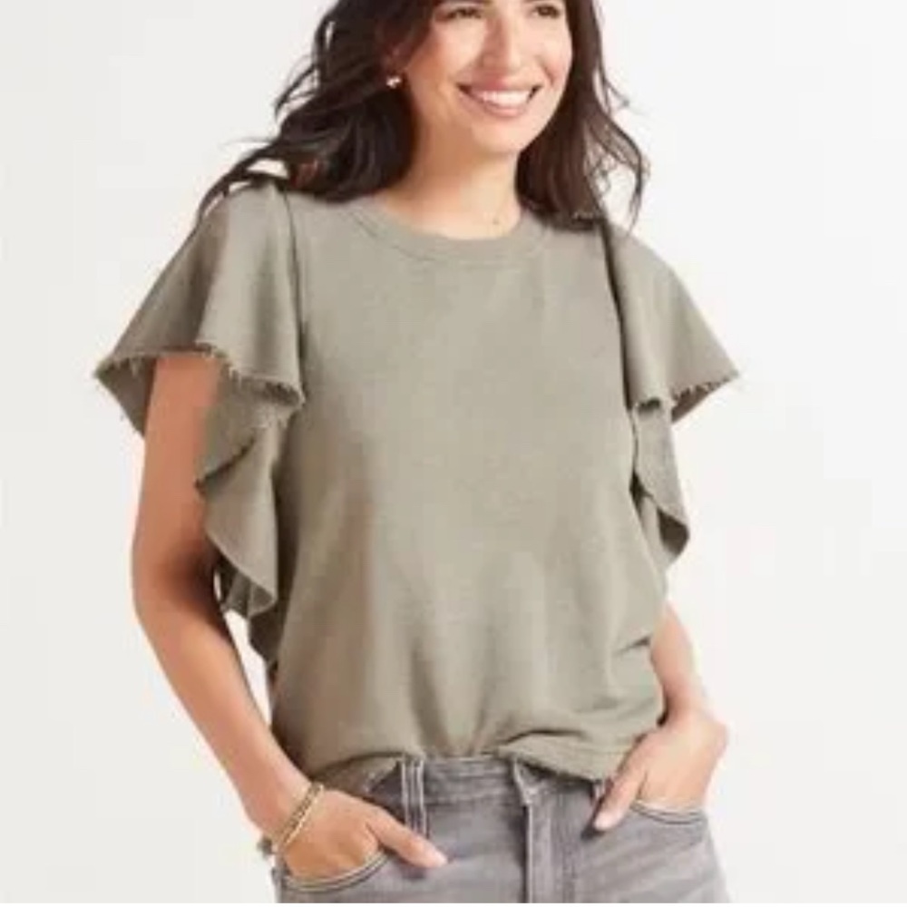 Michael Stars Ariana Flutter Sleeve Sweatshirt